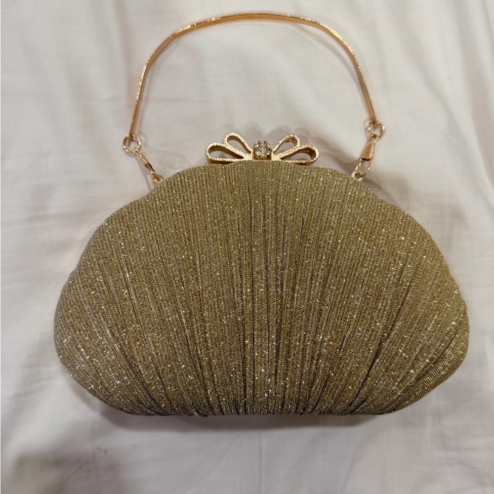 Gold Glitter Evening Clutch Handbag